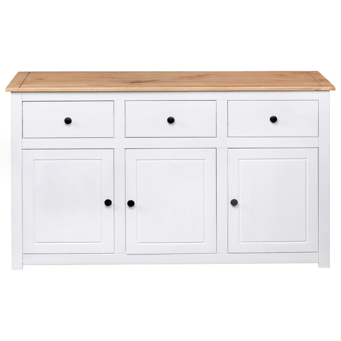 Credenza Bianca 135x40x80 cm in Legno Massello di Pino Panama 282705