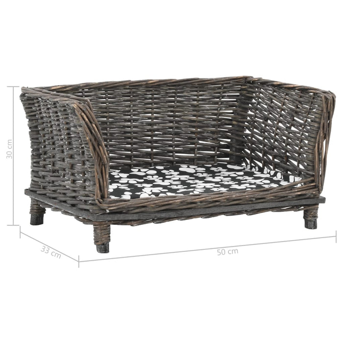 Cuccia per cani con cuscino grigio 50 x 33 x 30 cm salice naturale 02_0001628