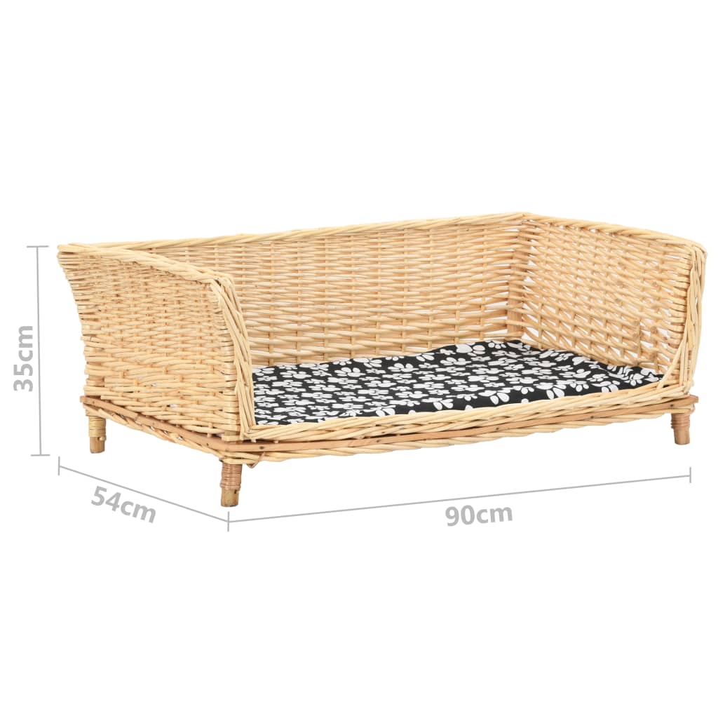 Cesta per Cani con Cuscino 90x54x35 cm Salice Naturale 170775