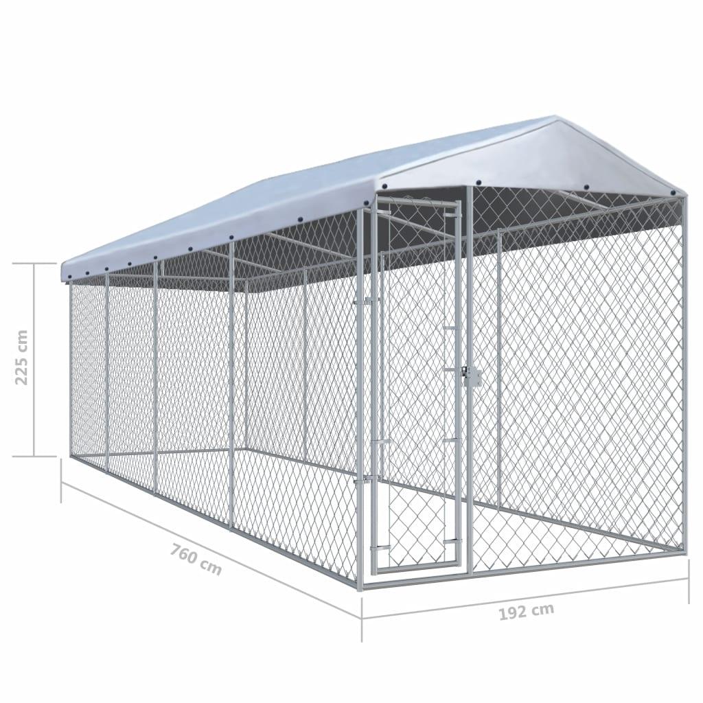 Box per cani da esterno con gabbia per cani da esterno con tetto per cani 760 x 190 x 225 cm 02_0000456