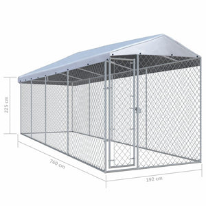 Box per cani da esterno con gabbia per cani da esterno con tetto per cani 760 x 190 x 225 cm 02_0000456