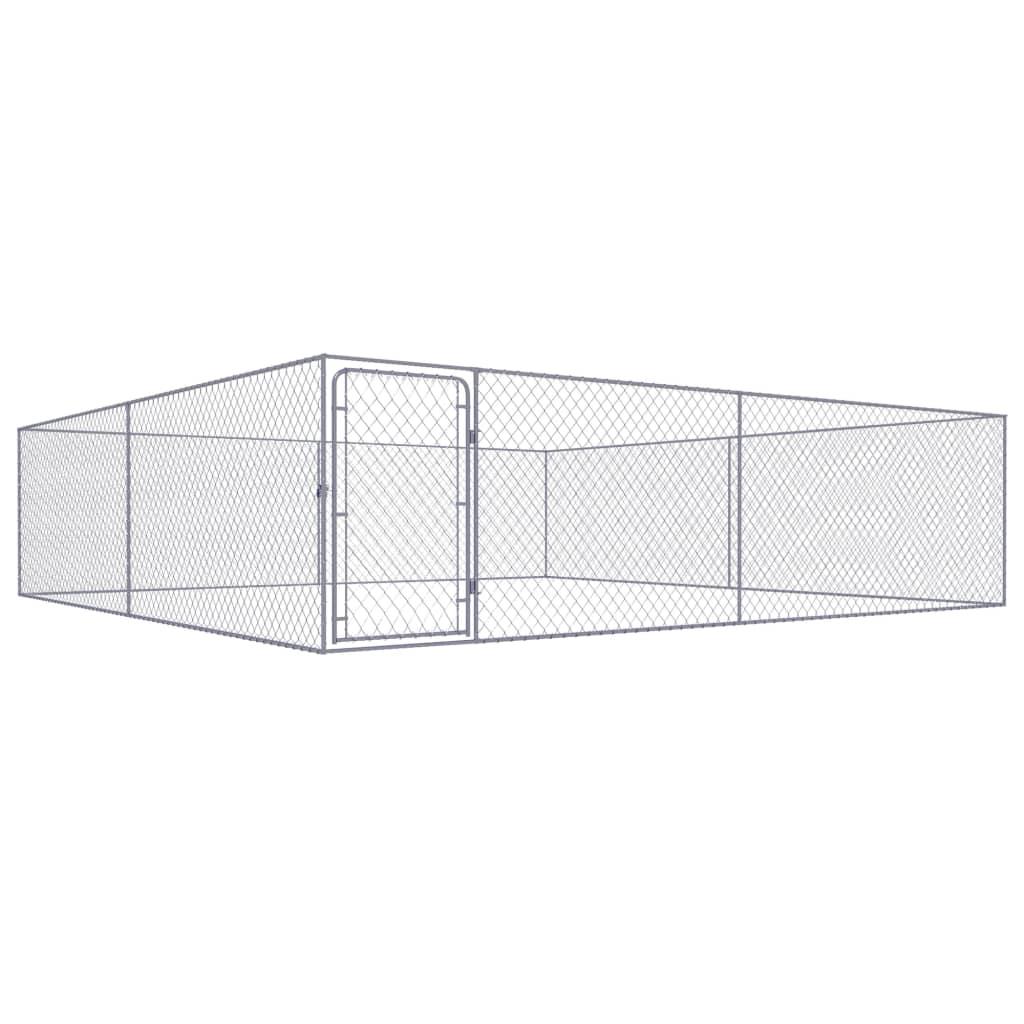 Cuccia da esterno gabbia recinto per animali box per cani da esterno in acciaio zincato 4 x 4 x 1 m 02_0000473