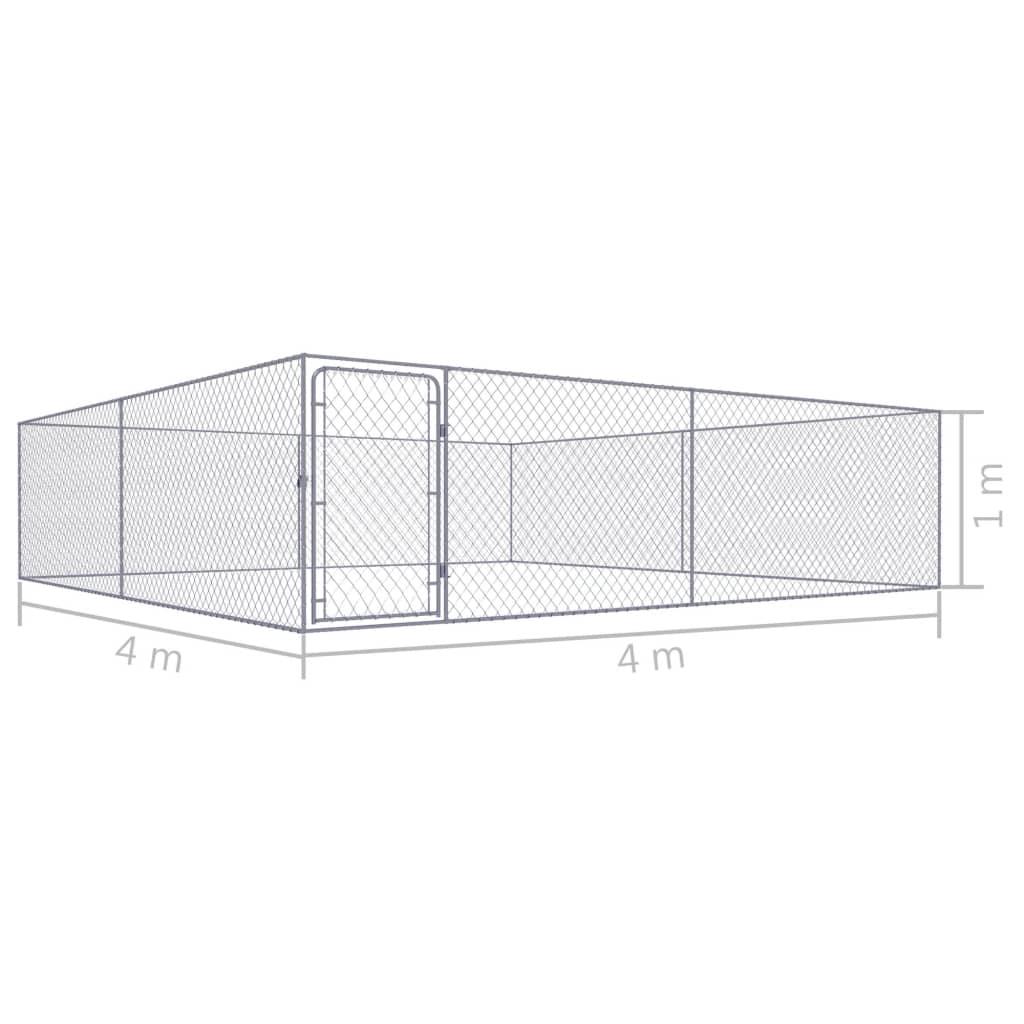 Cuccia da esterno gabbia recinto per animali box per cani da esterno in acciaio zincato 4 x 4 x 1 m 02_0000473