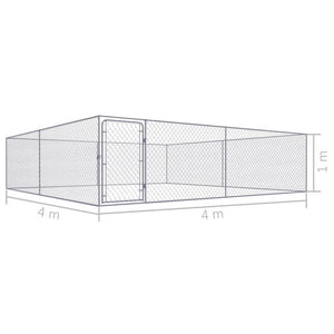 Cuccia da esterno gabbia recinto per animali box per cani da esterno in acciaio zincato 4 x 4 x 1 m 02_0000473