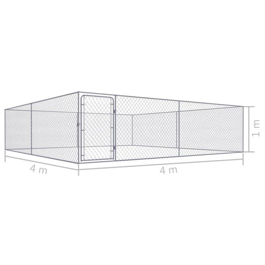 Cuccia da esterno gabbia recinto per animali box per cani da esterno in acciaio zincato 4 x 4 x 1 m 02_0000473