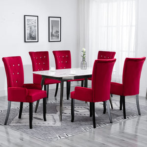 Sedia da Pranzo con Braccioli 6 pz Velluto Rosso 276922