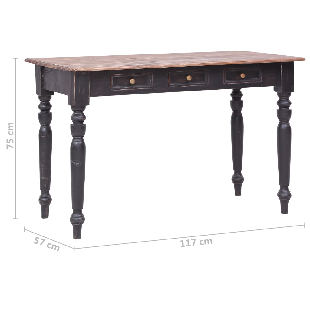 vidaXL Scrivania con 3 Cassetti 117x57x75 cm Legno Massello di Mogano