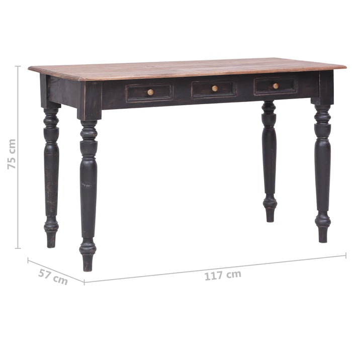 vidaXL Scrivania con 3 Cassetti 117x57x75 cm Legno Massello di Mogano