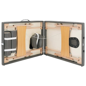 Lettino da Massaggio 2 Zone Telaio in Legno Antracite 186x68cm 110171