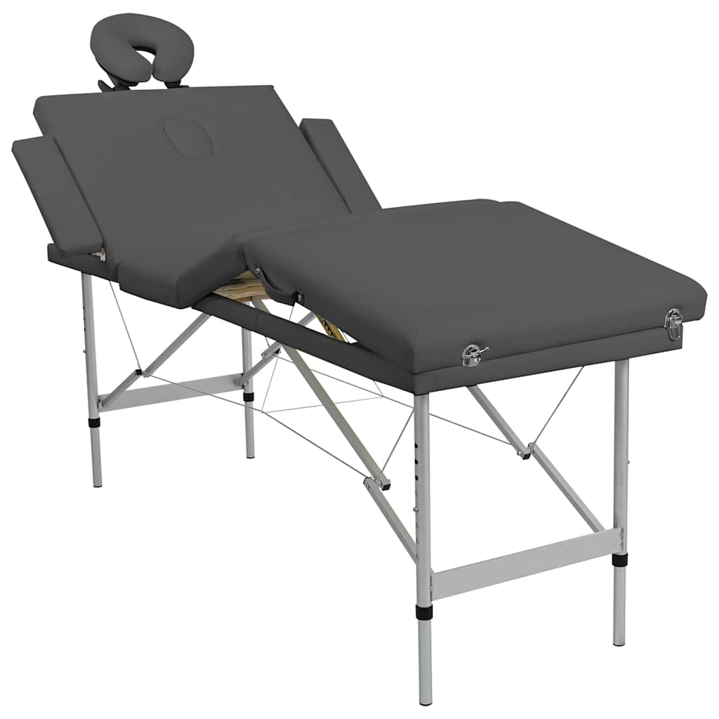 Lettino da Massaggio 4 Zone Telaio Alluminio Antracite 186x68cm