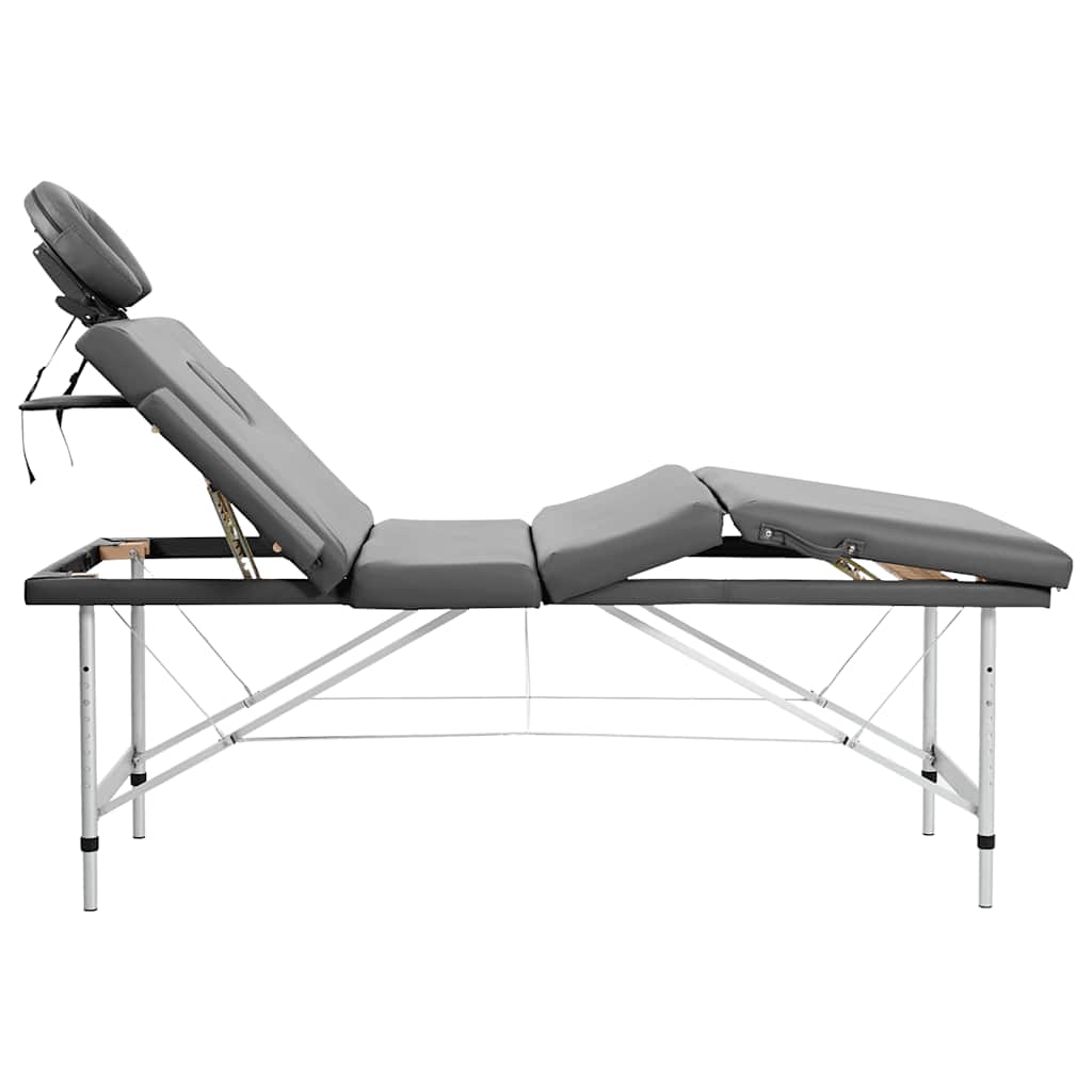 Lettino da Massaggio 4 Zone Telaio Alluminio Antracite 186x68cm