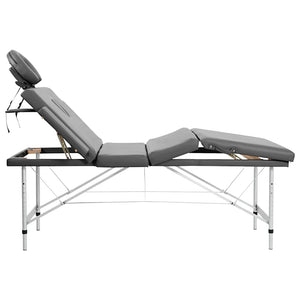 Lettino da Massaggio 4 Zone Telaio Alluminio Antracite 186x68cm