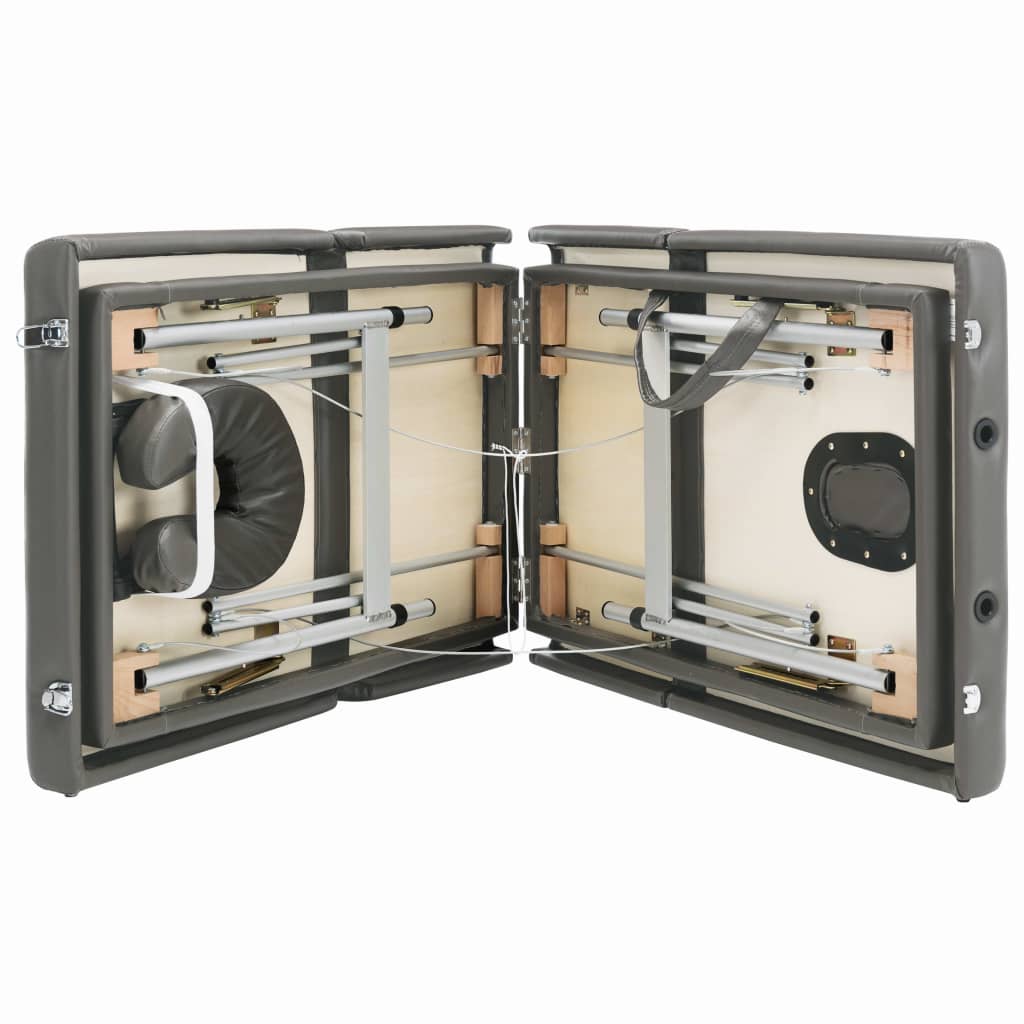 Lettino da massaggio a 4 zone struttura in acciaio inox 186 x 68 cm antracite 02_0001799