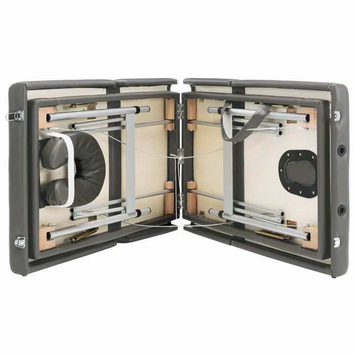 Lettino da massaggio a 4 zone struttura in acciaio inox 186 x 68 cm antracite 02_0001799