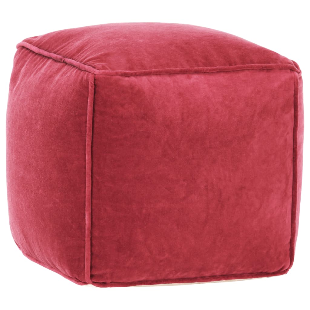 Pouf in Velluto di Cotone 40x40x40 cm Rosso cod mxl 71357