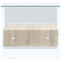 Tavolino da Salotto con Cassetto 50x50x45 cm in Vetro Temperato 284724