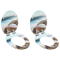 Copriwater 2 pz Chiusura Ammortizzata in MDF Design Conchiglie cod mxl 69198