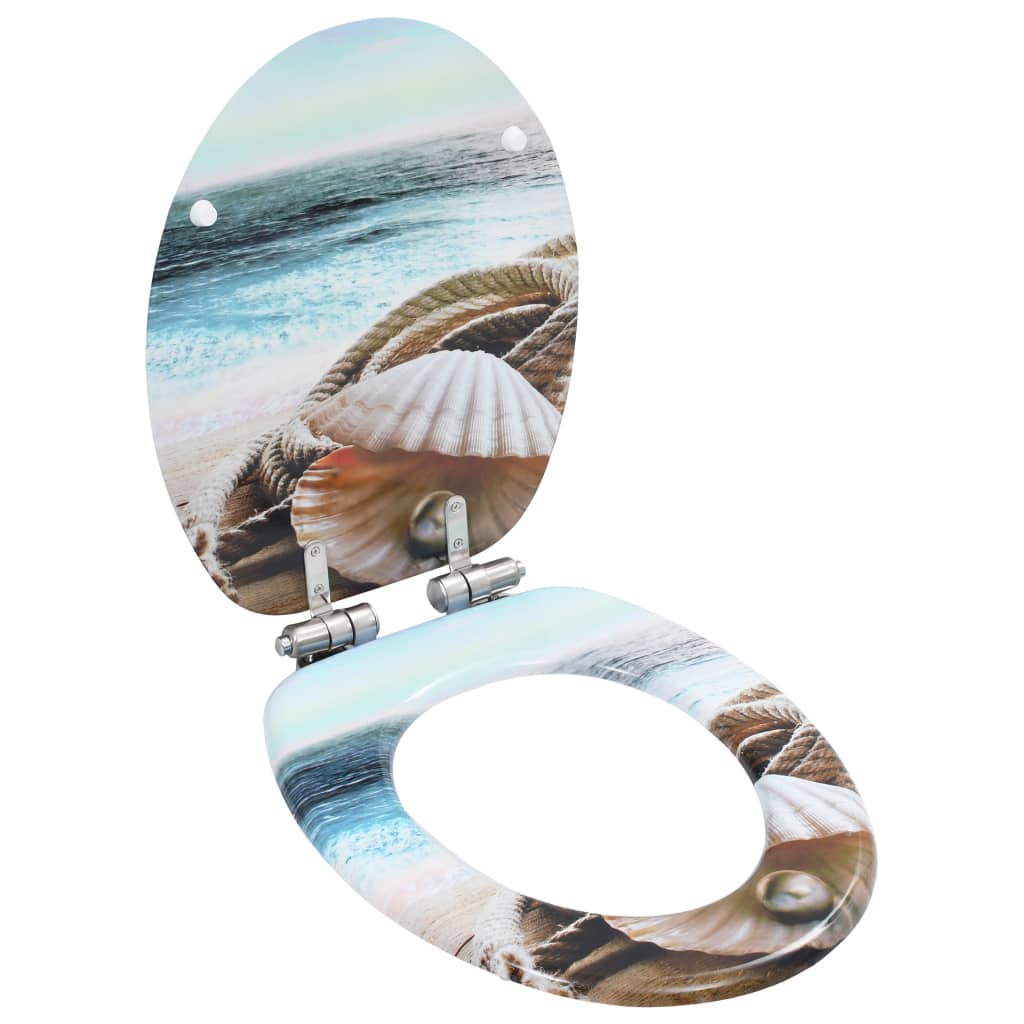 Copriwater 2 pz Chiusura Ammortizzata in MDF Design Conchiglie cod mxl 69198