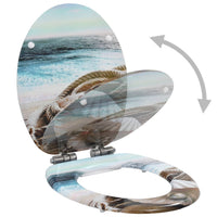 Copriwater 2 pz Chiusura Ammortizzata in MDF Design Conchiglie 276992