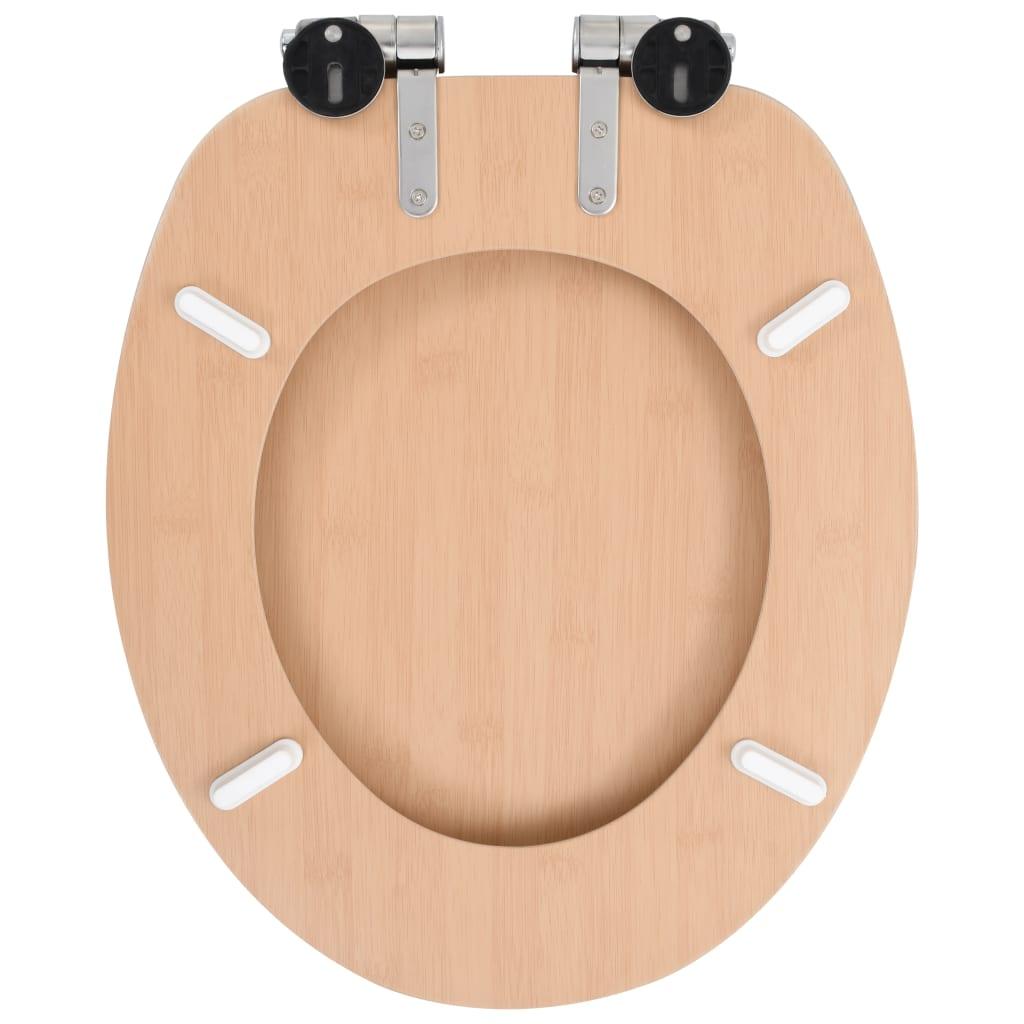 Set di 2 sedili WC sedile WC sedile WC bagno casa interno bagno MDF chiusura ammortizzata coperchio bambù 02_0002962