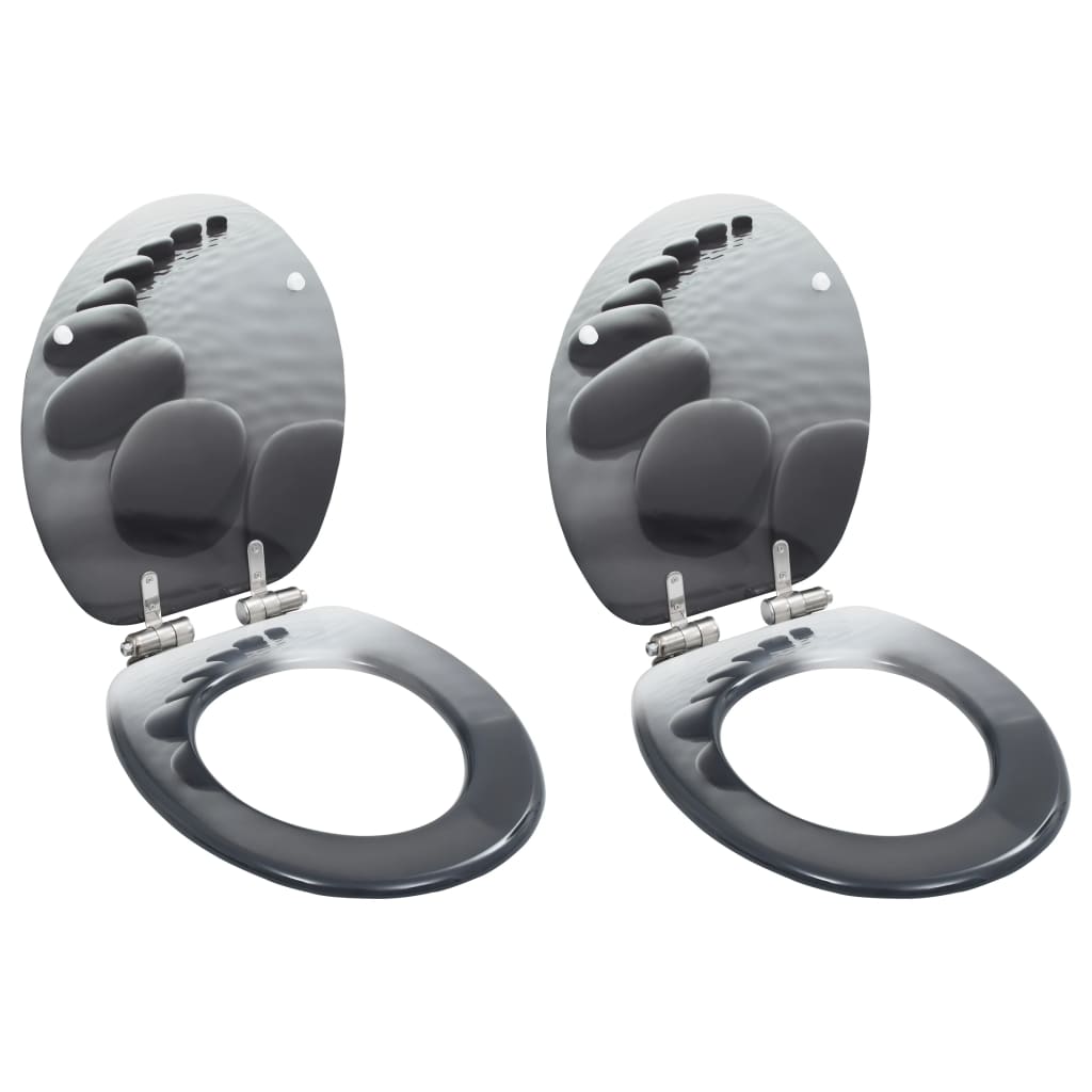 Copriwater 2 pz con Chiusura Ammortizzata in MDF Ciottoli cod mxl 42186