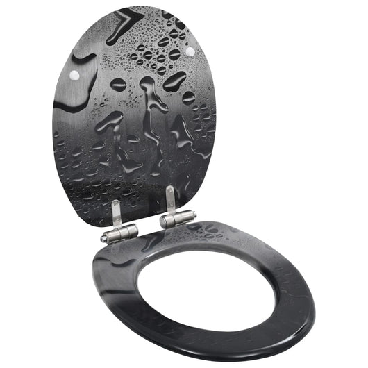 Set di due sedili WC coperchio WC sedile WC bagno interno casa toilette MDF coperchio con chiusura ammortizzata goccia d'acqua 02_0002969