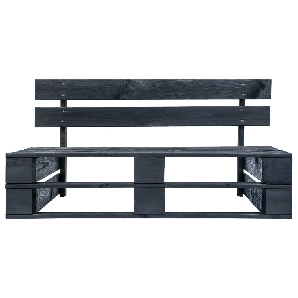 Panca da Giardino con Pallet in Legno Nera 45762