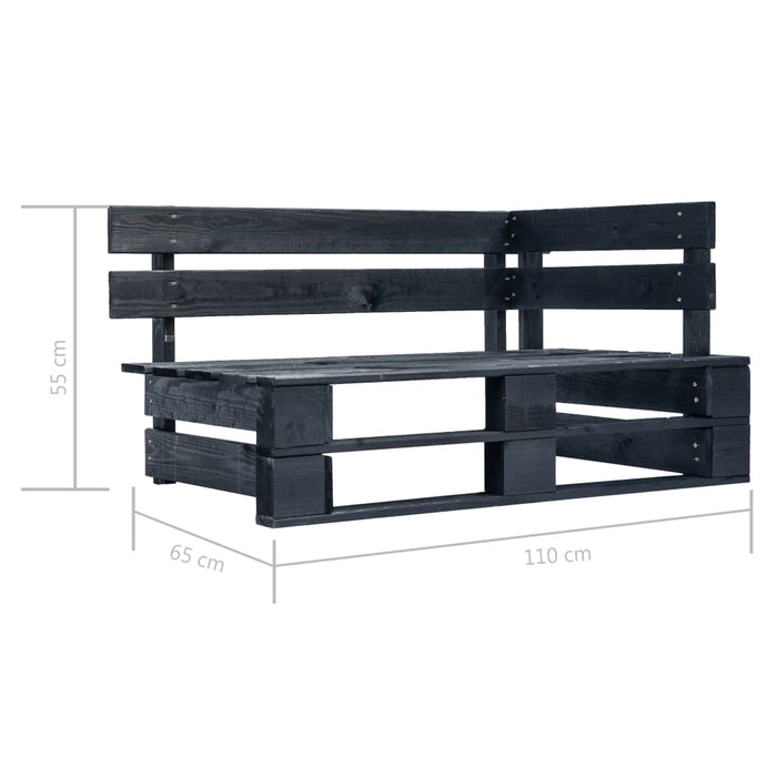 Panca da giardino mobili da giardino per esterni terrazza angolare pallet da giardino 110 x 65 x 55 cm legno nero 02_0011135