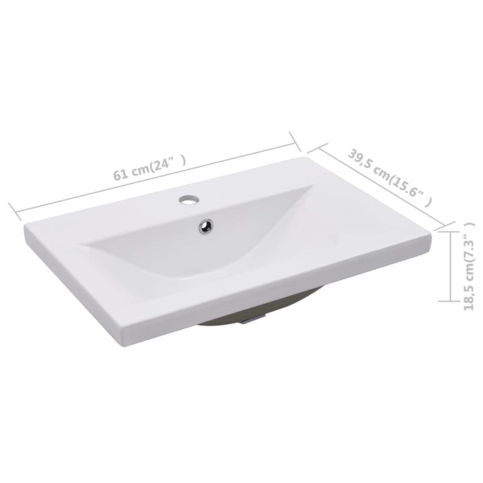 Lavabo da Incasso-Lavandino-Lavello 61x39,5x18,5 cm in Ceramica Bianco