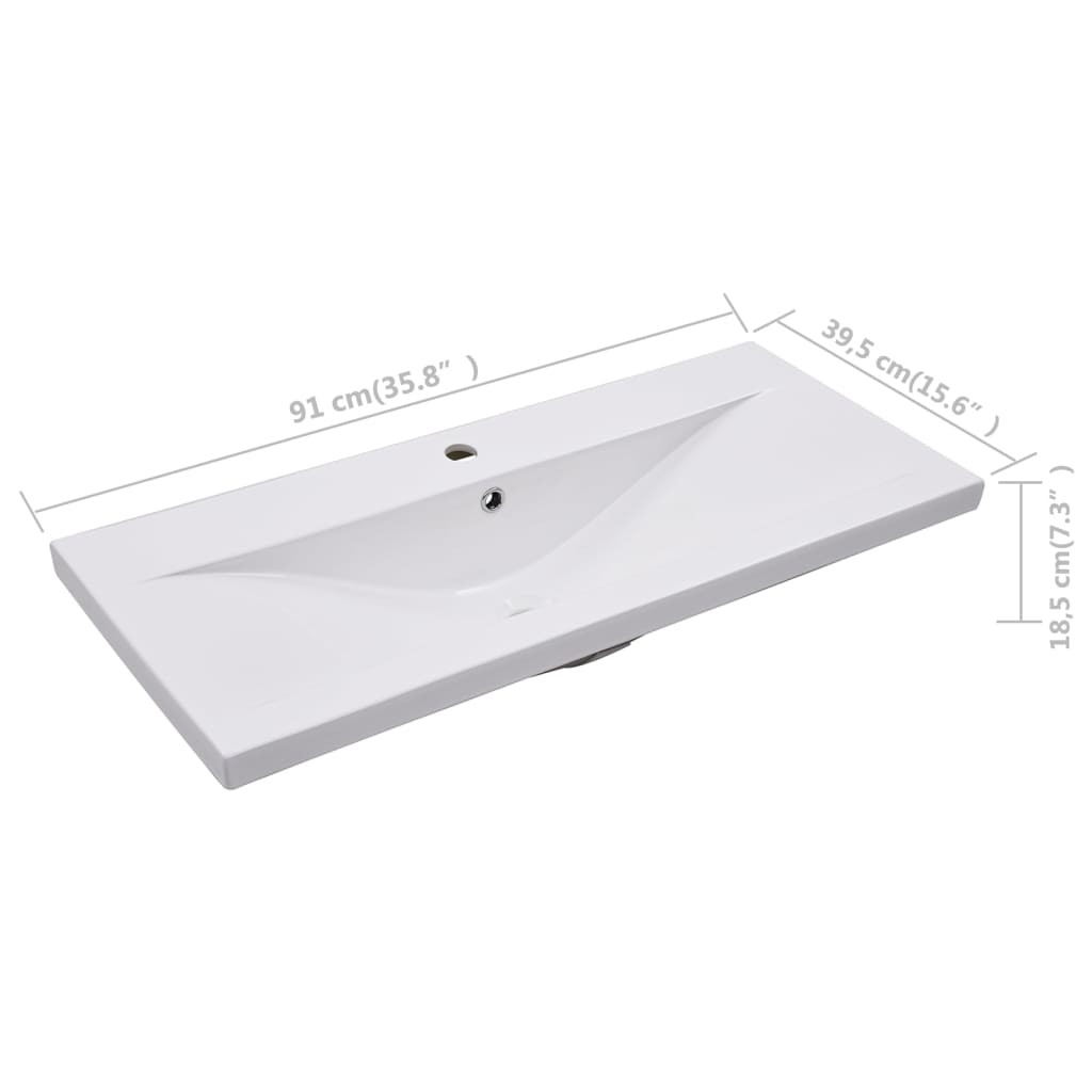 Lavabo da Incasso 91x39,5x18,5 cm in Ceramica Bianco 145063