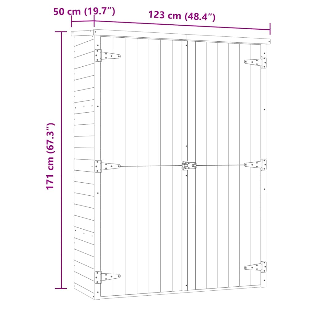 Rimessa Attrezzi da Giardino 123x50x171cm in Pino Impregnato 46361