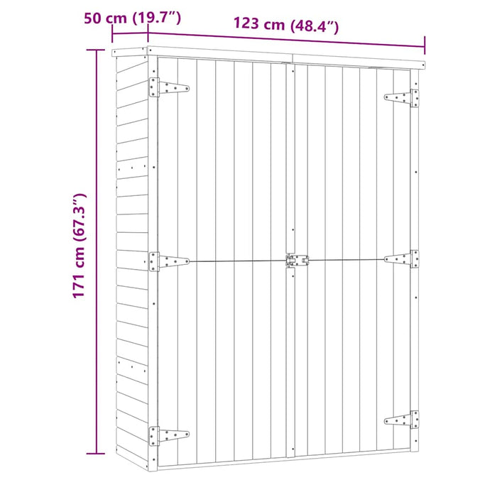 Rimessa Attrezzi da Giardino 123x50x171cm in Pino Impregnato 46361