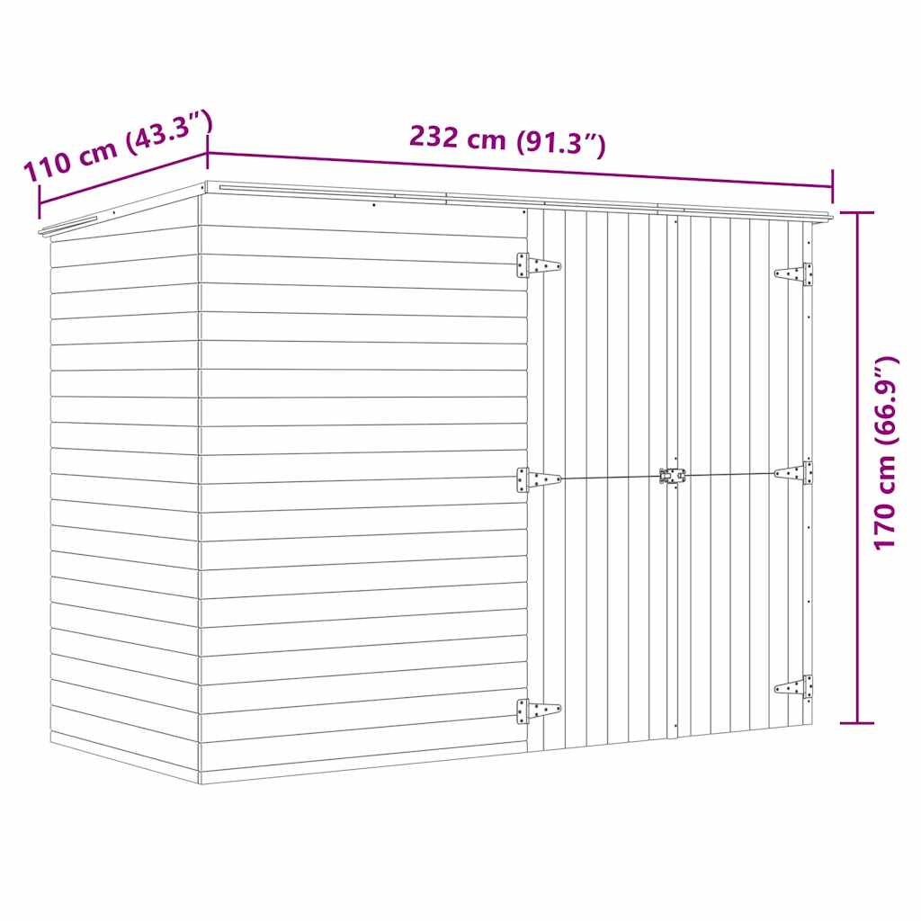 Ripostiglio da Giardino 232x110x170 in Legno di Pino Impregnato 46363
