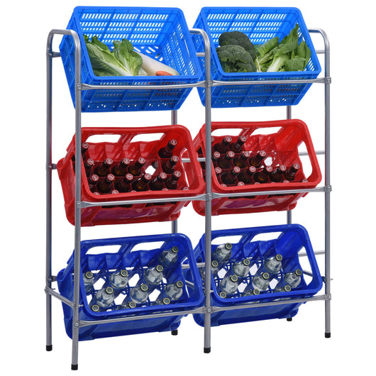 Supporto con Ripiani per 6 Casse Argento 96x33x116 cm Acciaio 285213