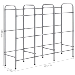 Supporto con Ripiani per 9 Casse Argento 145x33x116 cm Acciaio 285214