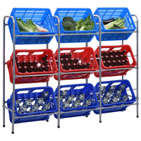 Supporto con Ripiani per 9 Casse Argento 145x33x116 cm Acciaio 285214