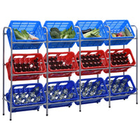 Supporto con Ripiani per 12 Casse Argento 190x33x116 cm Acciaio 285215