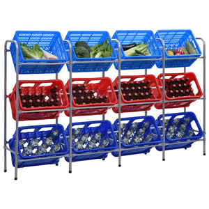 Supporto con Ripiani per 12 Casse Argento 190x33x116 cm Acciaio 285215