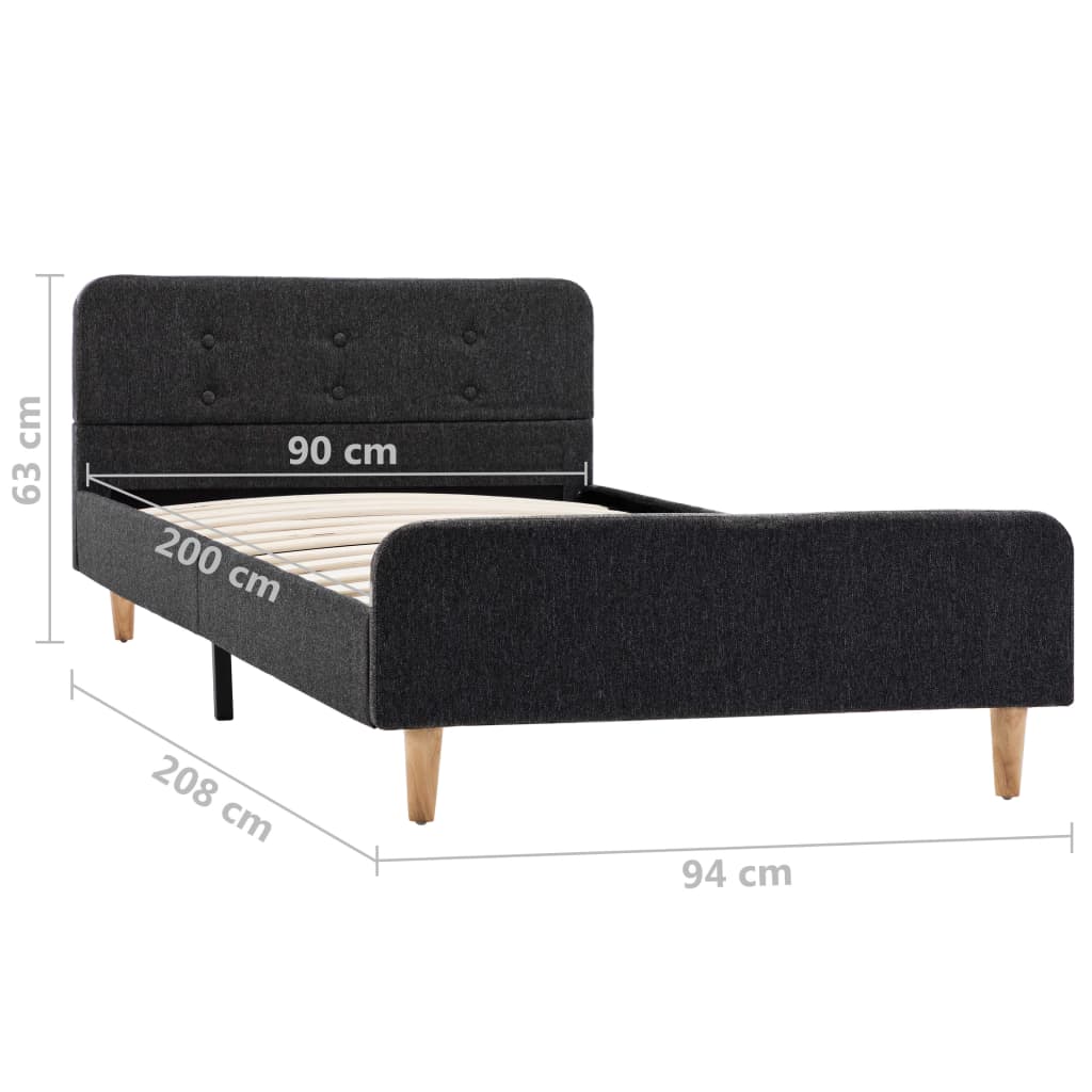 Giroletto-Struttura Letto Grigio Scuro in Stoffa Ruvida 90x200 cm