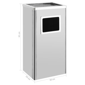 Pattumiera con Posacenere da Albergo 45 L Acciaio Inox 51092