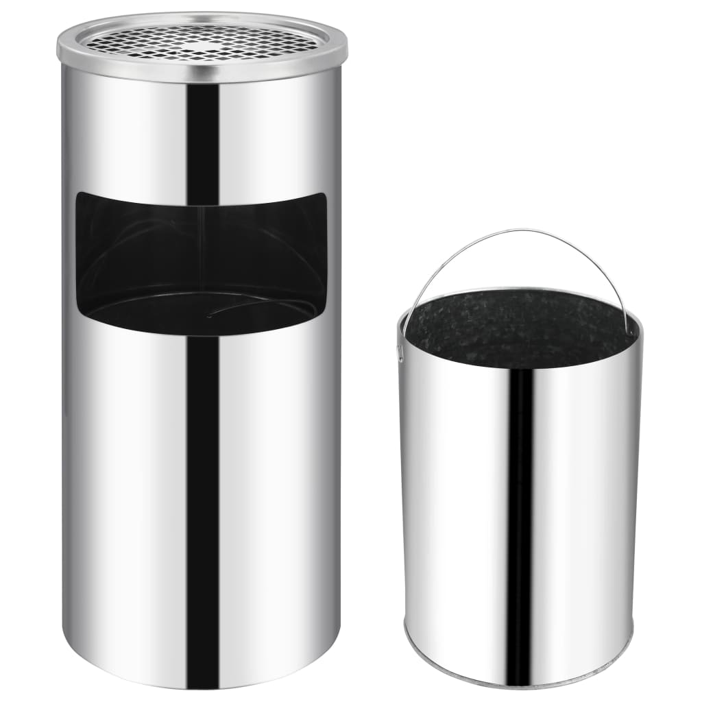 Pattumiera con Posacenere da Parete Acciaio Inox 26 L 51095