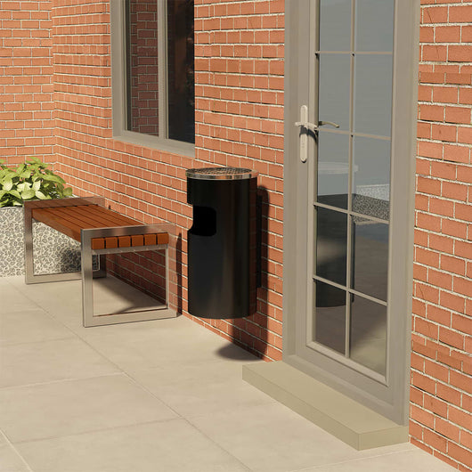 Pattumiera con Posacenere da Parete in Acciaio 26 L Nera 51096