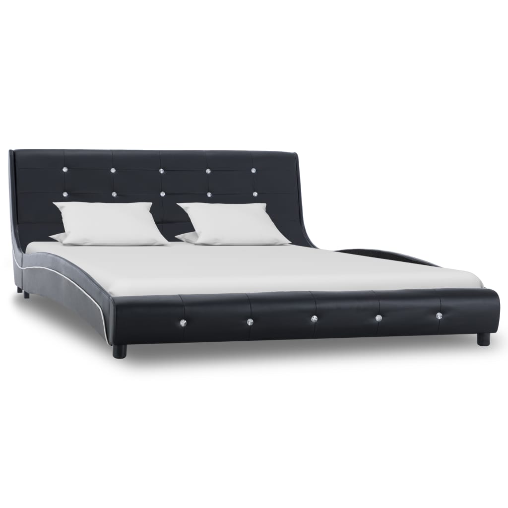 Letto con Materasso Memory Foam Nero in Similpelle 140x200 cm 277561