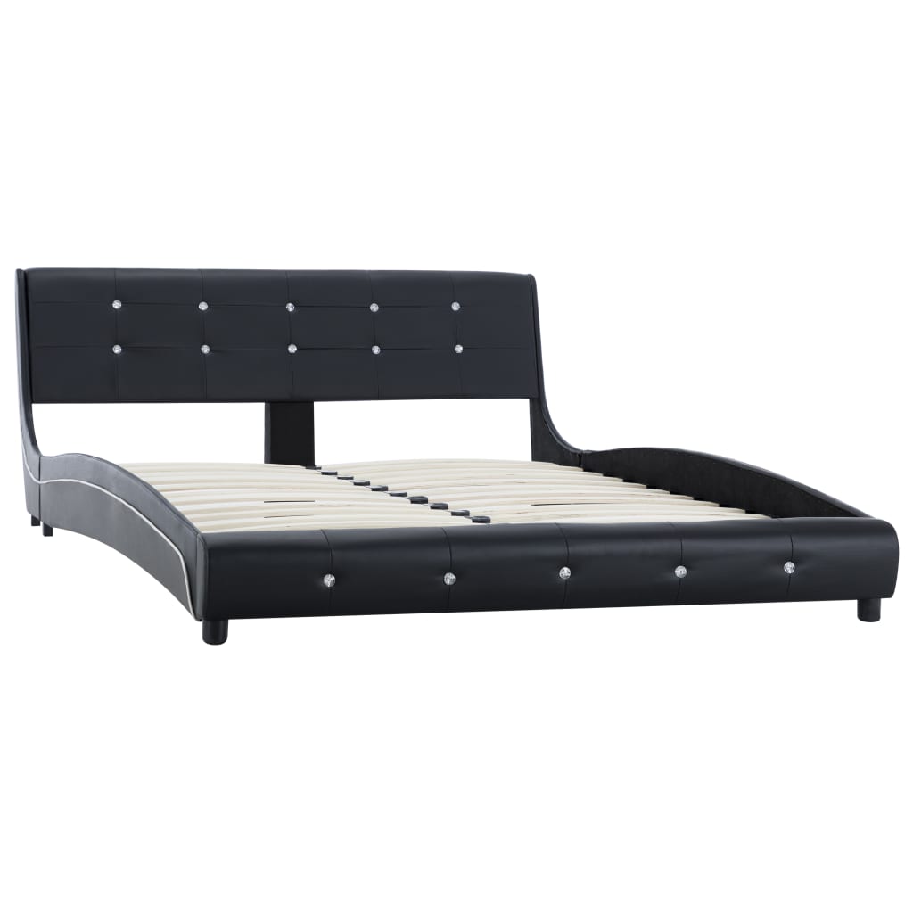Letto con Materasso Memory Foam Nero in Similpelle 140x200 cm 277561