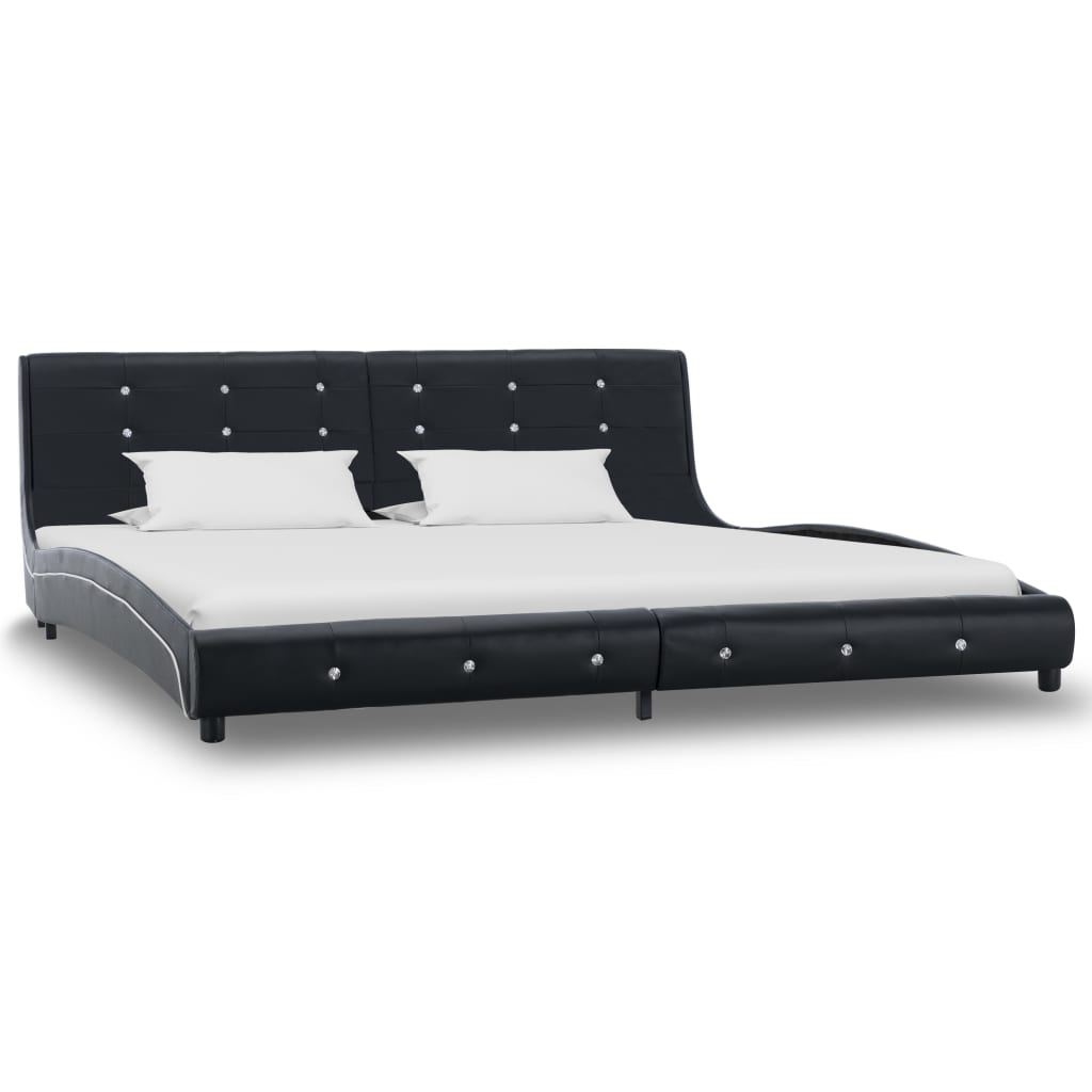 Letto con Materasso Memory Foam Nero in Similpelle 180x200 cm 277563
