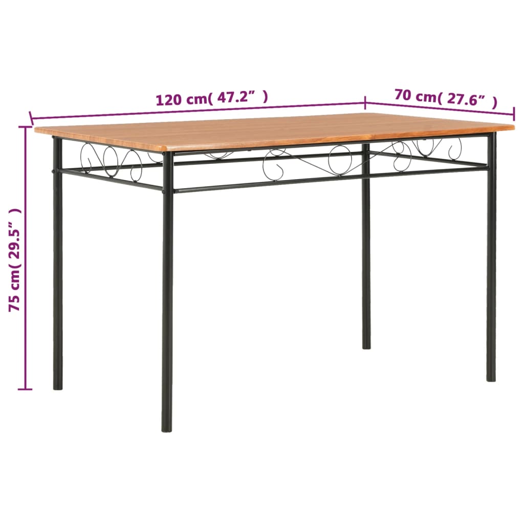 Tavolo da Pranzo Marrone 120x70x75 cm in MDF 281402