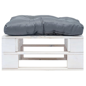 Ottomana Pallet da Giardino con Cuscino Grigio in Legno Bianco 277375