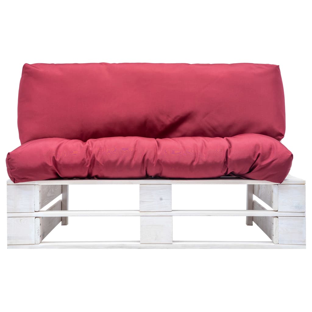 Divano da Giardino a Pallet con Cuscini Rossi in Legno di Pino 277379