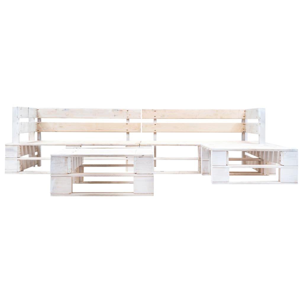 Set Divani da Giardino su Pallet 4 pz in Legno Bianco 277391