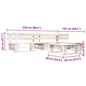 Set Divani da Giardino su Pallet 4 pz in Legno Bianco 277391